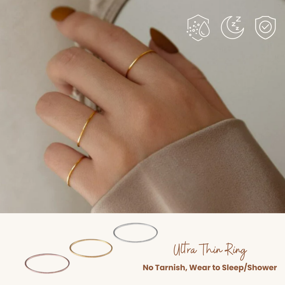 18K Gold Rose Gold Silver Plated Ultra Thin Stacking Ring Minimalist Midi Ring