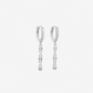S925 Sparkly CZ 3 Dots Hoops, Dainty Chain Hoops
