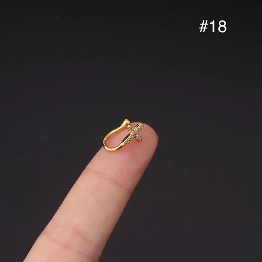 SERIE A – Verstellbarer Fake-Nasenring (kein Piercing erforderlich), aufsteckbarer Nasenring