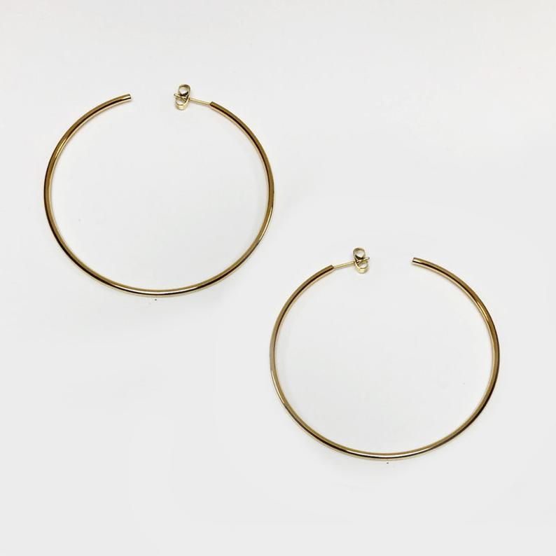 65mm XL Lightweight Thin Gold Hoops, Large Gold Hoops, Silver Hoops