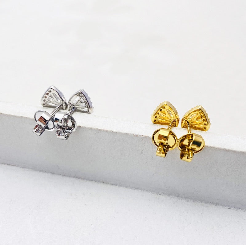 18K Gold Plated CZ Half Butterfly Wing Earrings
