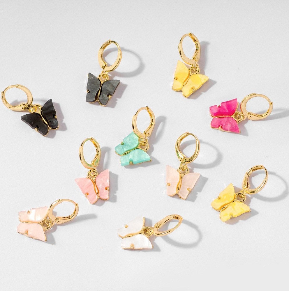 18k Layered Real Gold Filled Round Hoop Earrings – Butterfly Closure, Multicolor Options