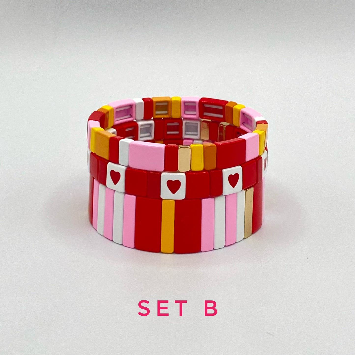 Mother’s Day Gift, Love Enamel Tile Bracelet, Gift for Mom, Gift for Her, Love Colorblock Bracelets, Tile Bracelets, Stacking Bracelet
