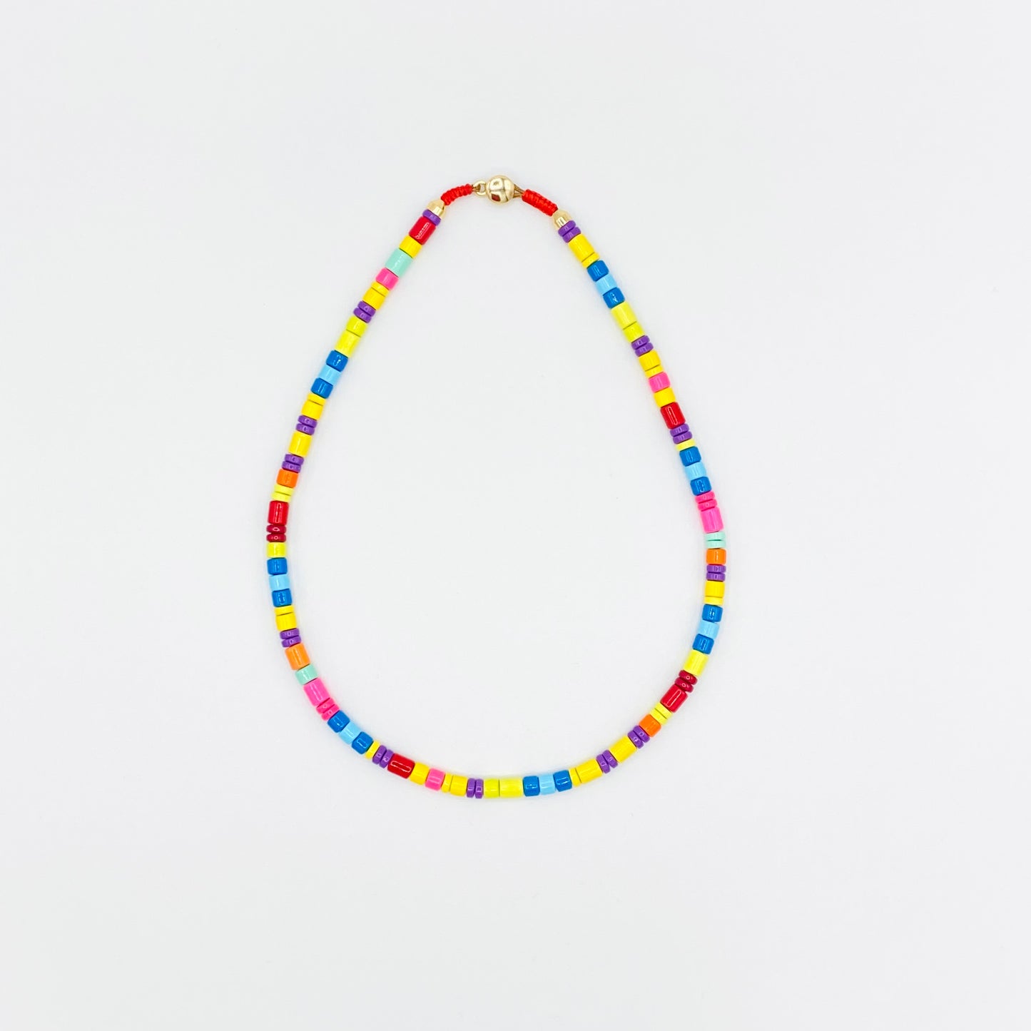 Darker Rainbow Enamel Tile Beads Necklace, Tila Tile, Colorblock Choker