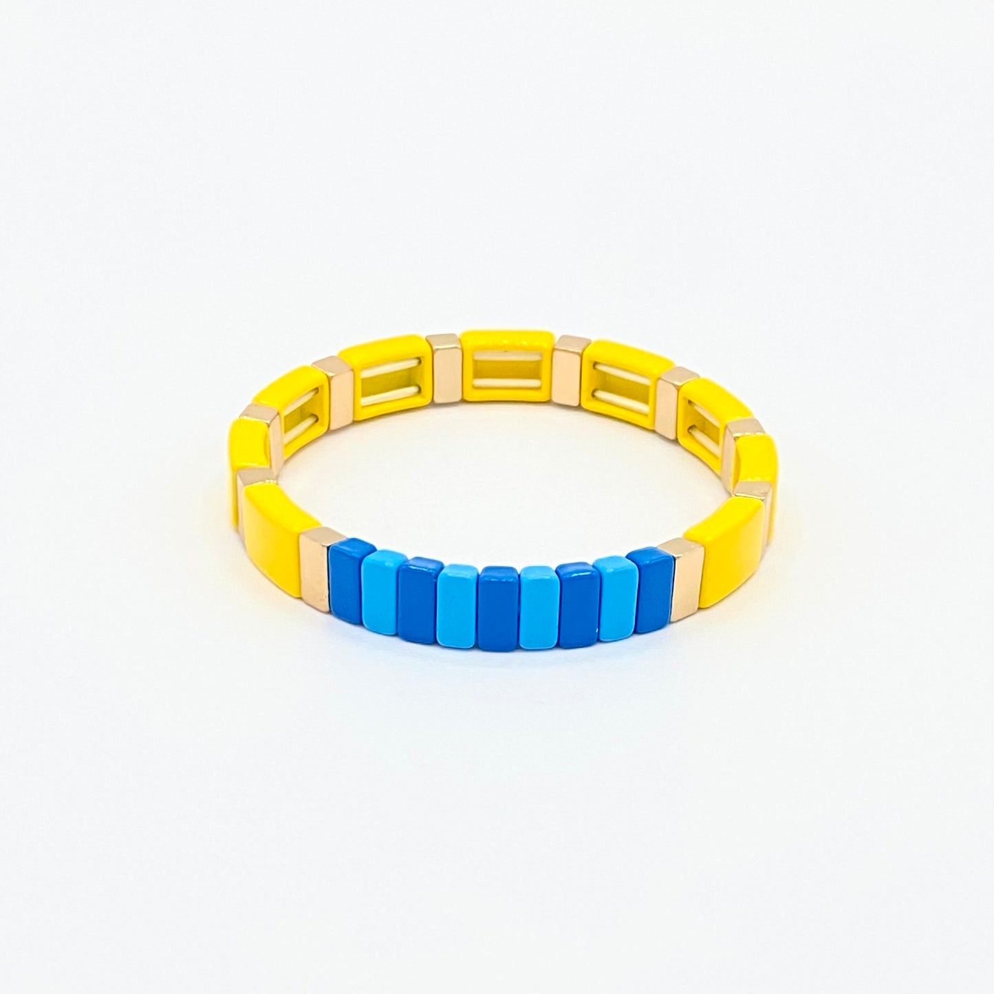 Rainbow Five Colors Enamel Tile Bracelet, Colorblock Bracelets, Tile Beads Bracelets