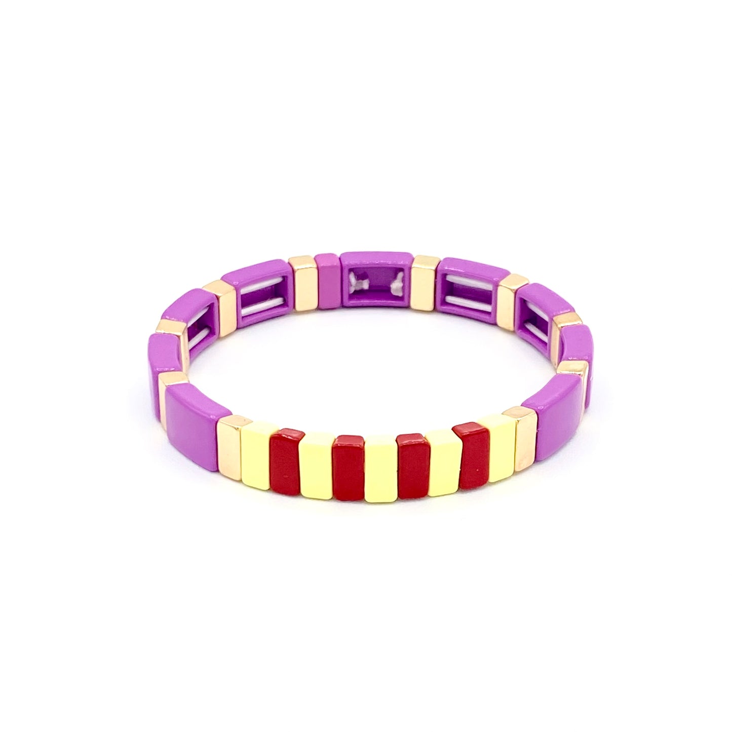 Rainbow Five Colors Enamel Tile Bracelet, Colorblock Bracelets, Tile Beads Bracelets