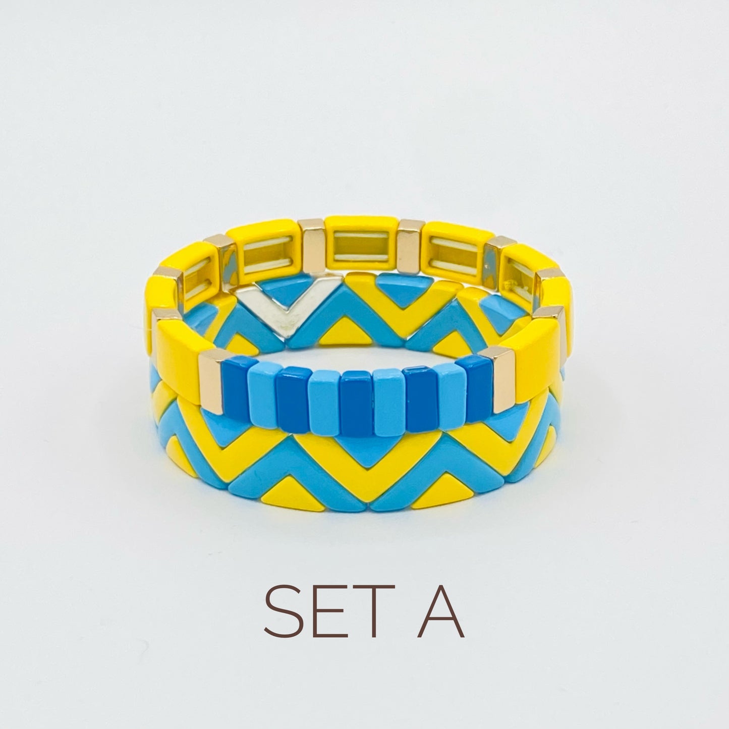 Soutenez l’ensemble de bracelets de l’Ukraine, don de l’Ukraine, bracelet en émail pour l’Ukraine, bracelet en carreaux d’émail, stand avec l’Ukraine, drapeau de l’Ukraine inspiré
