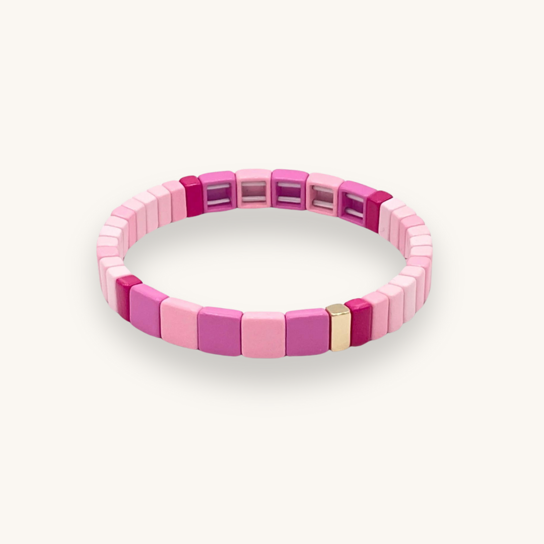 PINK | Handcrafted Enamel Tile Bracelet Set