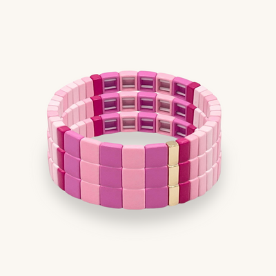 PINK | Handcrafted Enamel Tile Bracelet Set