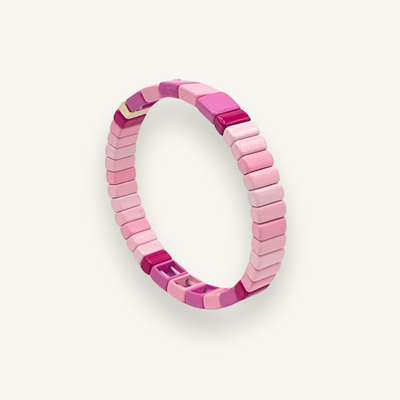 PINK | Handcrafted Enamel Tile Bracelet Set