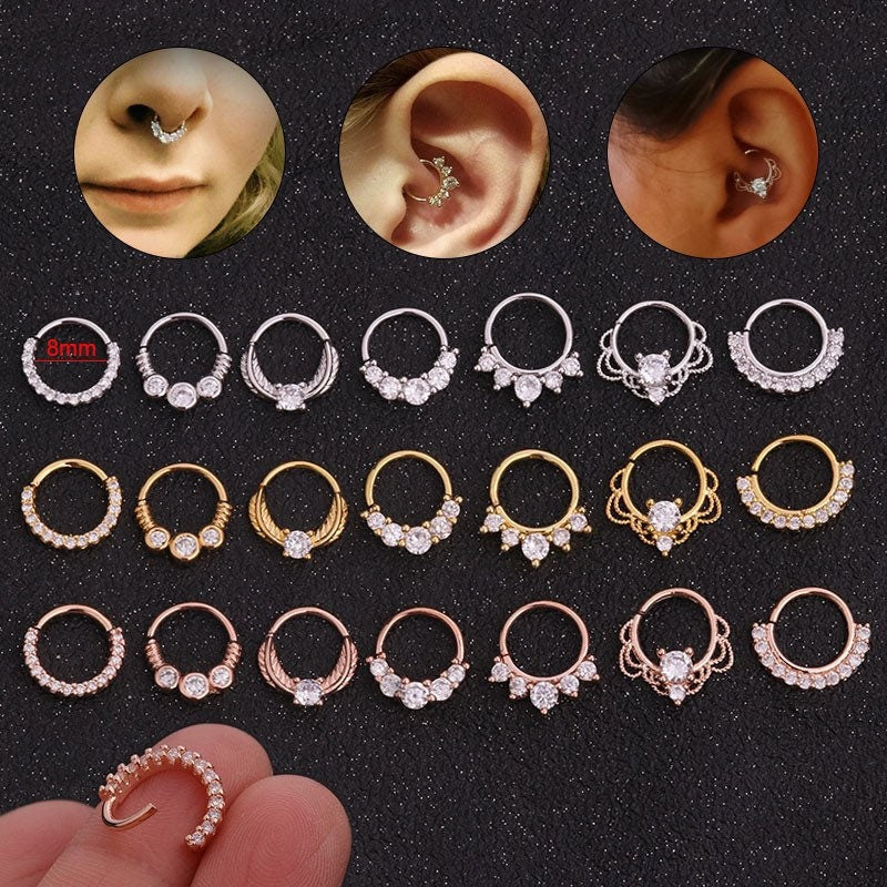 CELESTE | Sparkly Daith Piercing Hoops