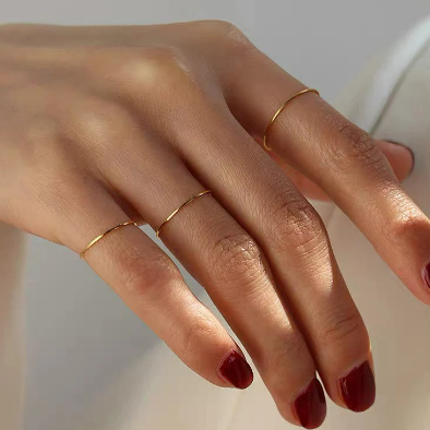 18K Gold/Rose Gold/Silver Plated Ultra Thin Stacking Ring, Minimalist Midi Ring
