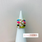 Retro 90s Cocktail Ring, Colorful Enamel Ring with Oval/Rectangle Crystal