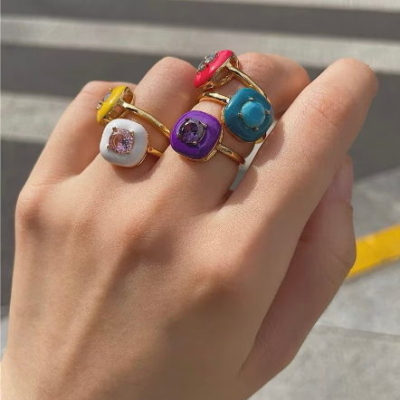 Candy Cocktail Ring, Rainbow Retro 90s Candy Enamel Ring – The Little ...