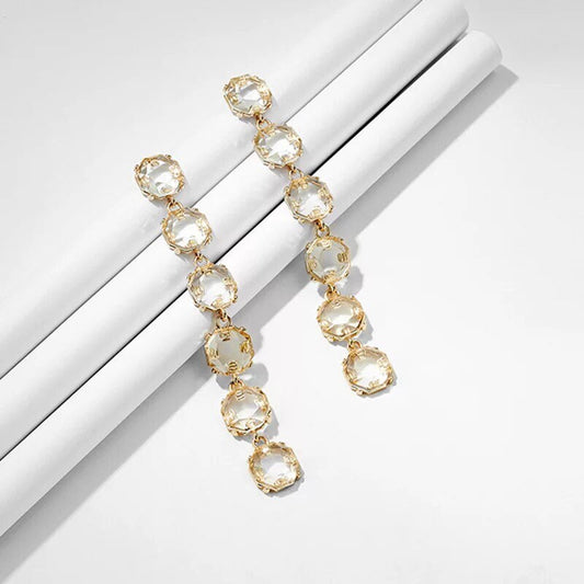 Long Diamond Tassel Statement Earrings