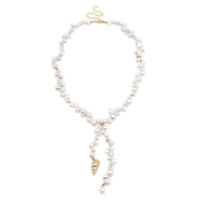 Gold Shell Baroque Freshwater Pearl Necklace