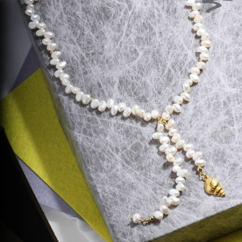 Gold Shell Baroque Freshwater Pearl Necklace