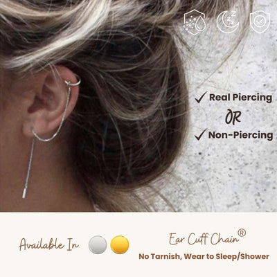 18K Gold Plated Ear Cuff Chain Earrings, Perfect Minimalist Earrings, Dainty Ear Threader