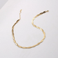 18K Gold Plated Adjustable Double Herringbone Chain Necklace, Twist Chain Choker