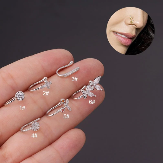 SERIES B - Adjustable Fake Nose Ring (No Piercing Required), Clip-On Nose Ring