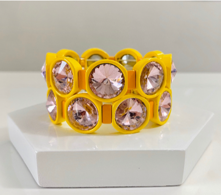 Oversized Crystal Enamel Tile Bracelet, Colorblock Bracelets, Tile Beads Bracelets