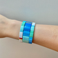 Ocean Blue Mix Enamel Tile Beads Bracelet, Turquoise Colorblock Bracelets