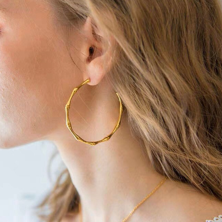 Gold plated bamboo discount earrings