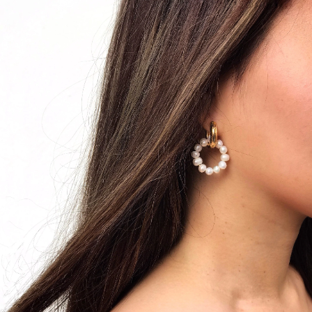 Vintage Freshwater Pearl Hoop Earrings, Genuine Baroque Pearl