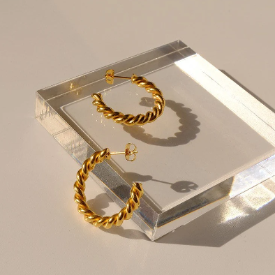 18K Gold Filled Twist Creolen, 30 mm Gold Twist Creolen