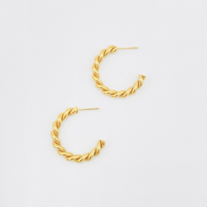 18K Gold Filled Twist Hoop Earrings, 30mm Gold Twist Hoop Earrings