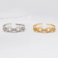 Adjustable 18K Gold Plated CZ Chain Ring, Minimalist Rings, CZ Curb Chain Ring