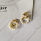 Vintage Freshwater Pearl Hoop Earrings, Genuine Baroque Pearl Earrings