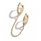 Gold Plated CZ Double Hoops Chain Earring, Handcuff Earring