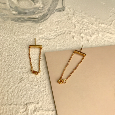 18K Gold Plated Double Chain Earrings, Everyday Earrings, Minimalist Earrings