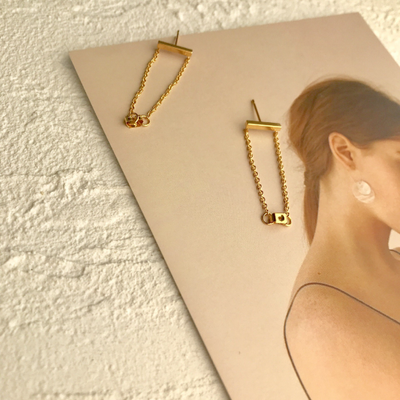 18K Gold Plated Double Chain Earrings, Everyday Earrings, Minimalist Earrings