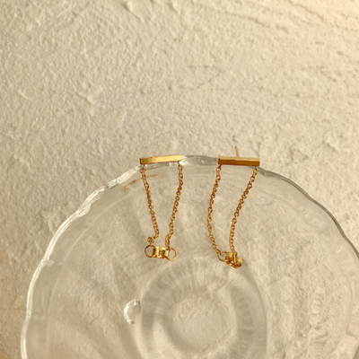 18K Gold Plated Double Chain Earrings, Everyday Earrings, Minimalist Earrings