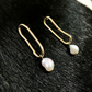 18K Gold Plated Vintage Genuine Freshwater Pearl Hoop Earrings