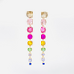 Rainbow Crystal Dangle Earrings, Statement Earrings