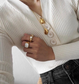 18K Gold Plated Mother-of-Pearl Ring, Chunky Black Pax Ring