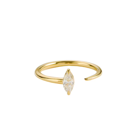 18K Gold Plated Marquise Brilliant Cut Ring, CZ Ring, Minimalist Ring, Stacking Rings