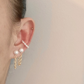 Boucles d'oreilles à chaîne chic en fausses perles plaquées or 18 carats, cerceaux à chaîne chic