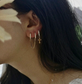 Boucle d’oreille à chaîne double cerceaux plaquée or 18 carats, boucle d’oreille menottes, boucle d’oreille croisée
