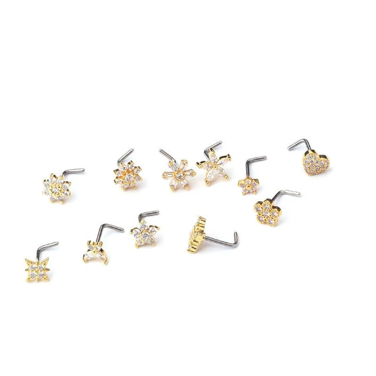 SERIES D - Trendy 20G Nose Stud (Piercing Required), Dainty Nose Stud