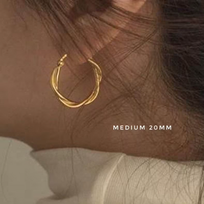 16mm/20mm/30mm 18K Gold Plated Simple Twist Hoop Earrings, Minimalist Earrings