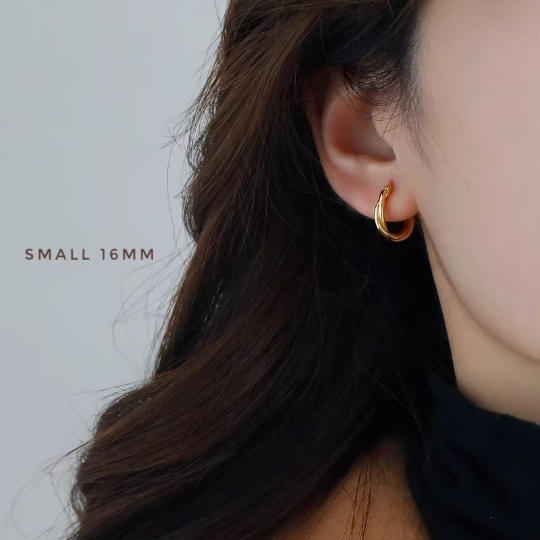 16mm/20mm/30mm 18K vergoldete einfache Twist-Creolen, minimalistische Ohrringe