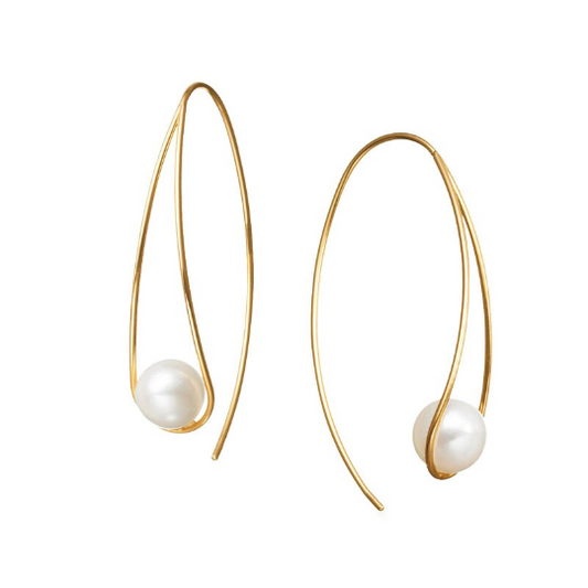 Boucles d’oreilles Pearl Drop en résine plaquée or 18 carats, boucles d’oreilles Designer Pearl