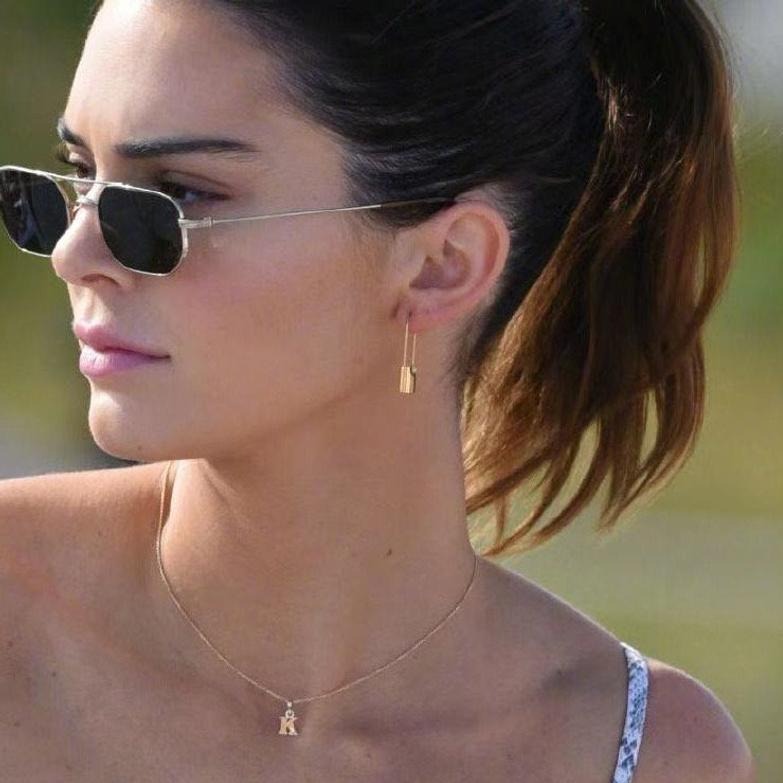 Kendall's Favorite, 18K Gold Plated Padlock Hoop, Safety Pin Earring