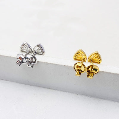 18K Gold Plated CZ Half Butterfly Wing Earrings