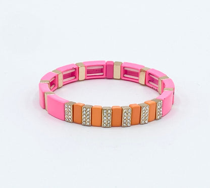 Highlight Enamel Tile Beads Diamond Bracelets, Colorblock Bracelets, Enamel Beads, Trendy Tila Bracelets