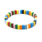 Schmale dunkle Mix-Regenbogen-Emaille-Fliesenperlen, Colorblock-Armbänder, Emaille-Perlen, trendige Tila, Stretch-Armbänder, böhmische Armbänder, Fliesenperlen